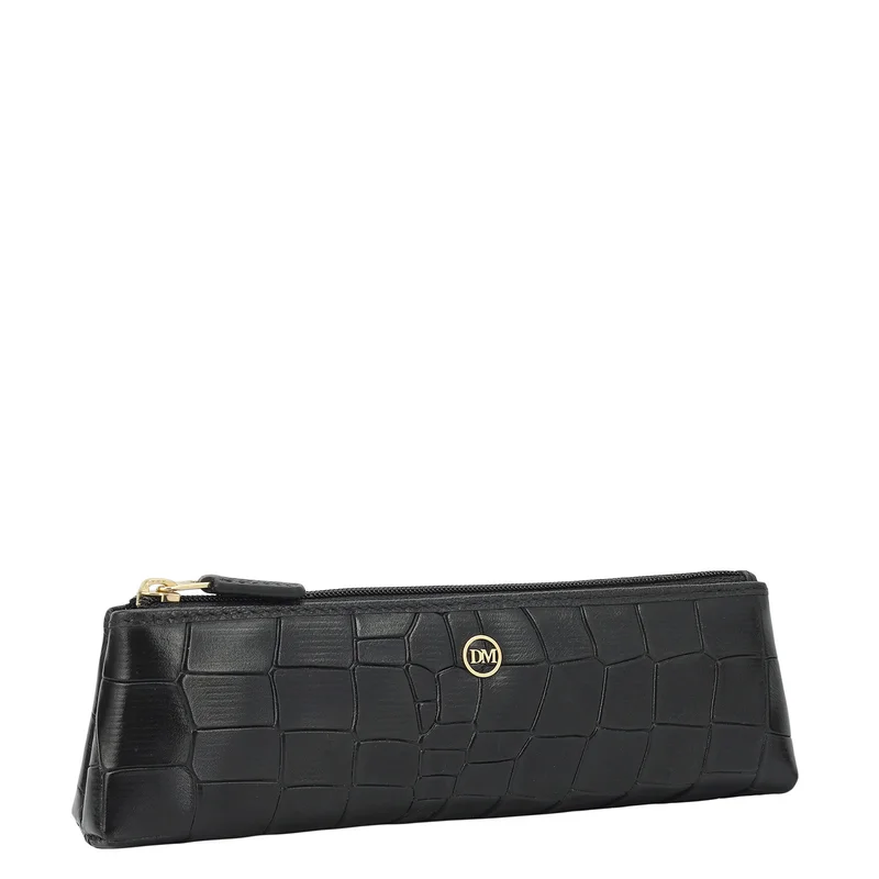 دا ميلانو Croco Leather Multi Pouch - Black